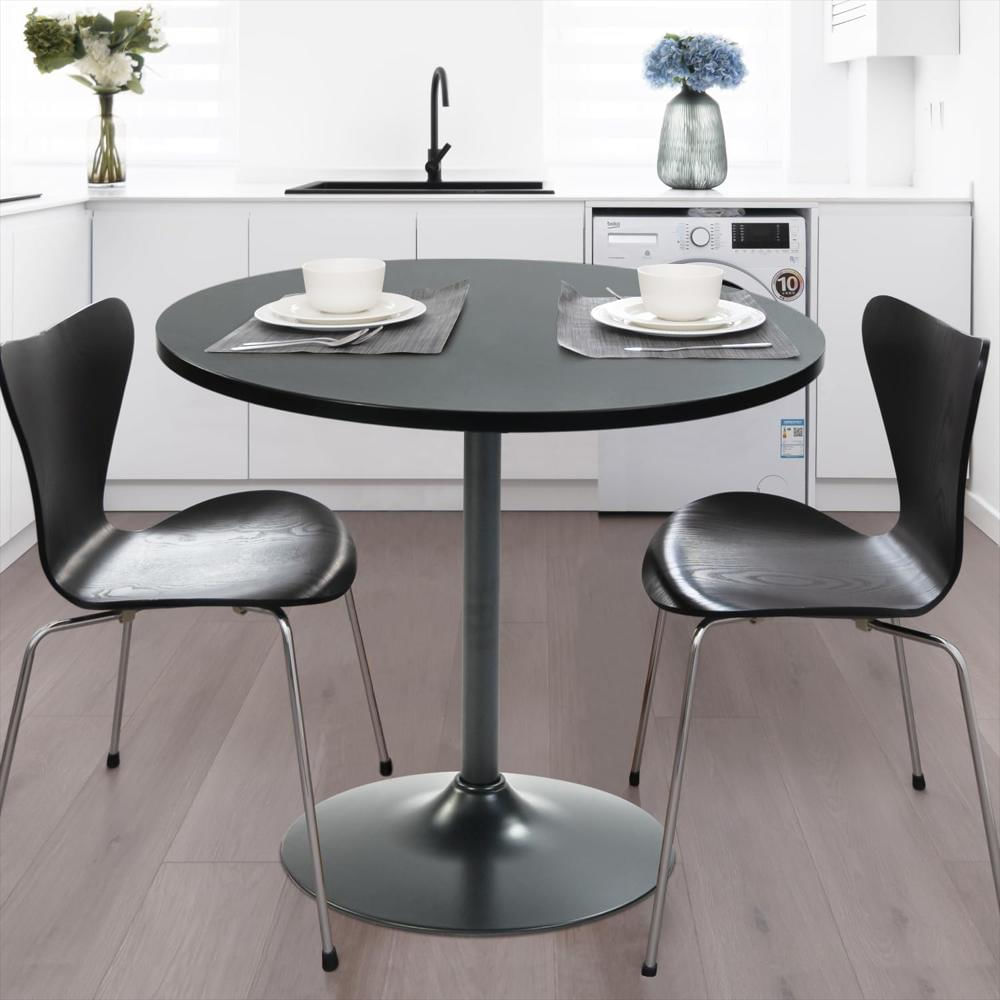 Mesa De Comedor Furniturer Redonda 80 Cm Color Negro Base Pedestal Para 2 4 Personas img #5