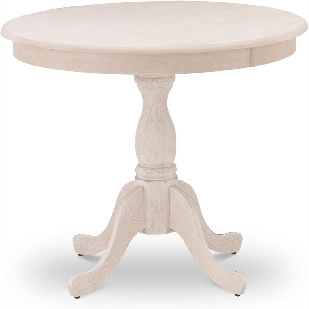 Mesa Comedor East West Furniture Redonda Pedestal Crema De Mantequilla 91 Cm img #1