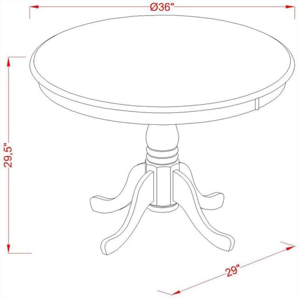 Mesa Comedor East West Furniture Redonda Pedestal Crema De Mantequilla 91 Cm img #3
