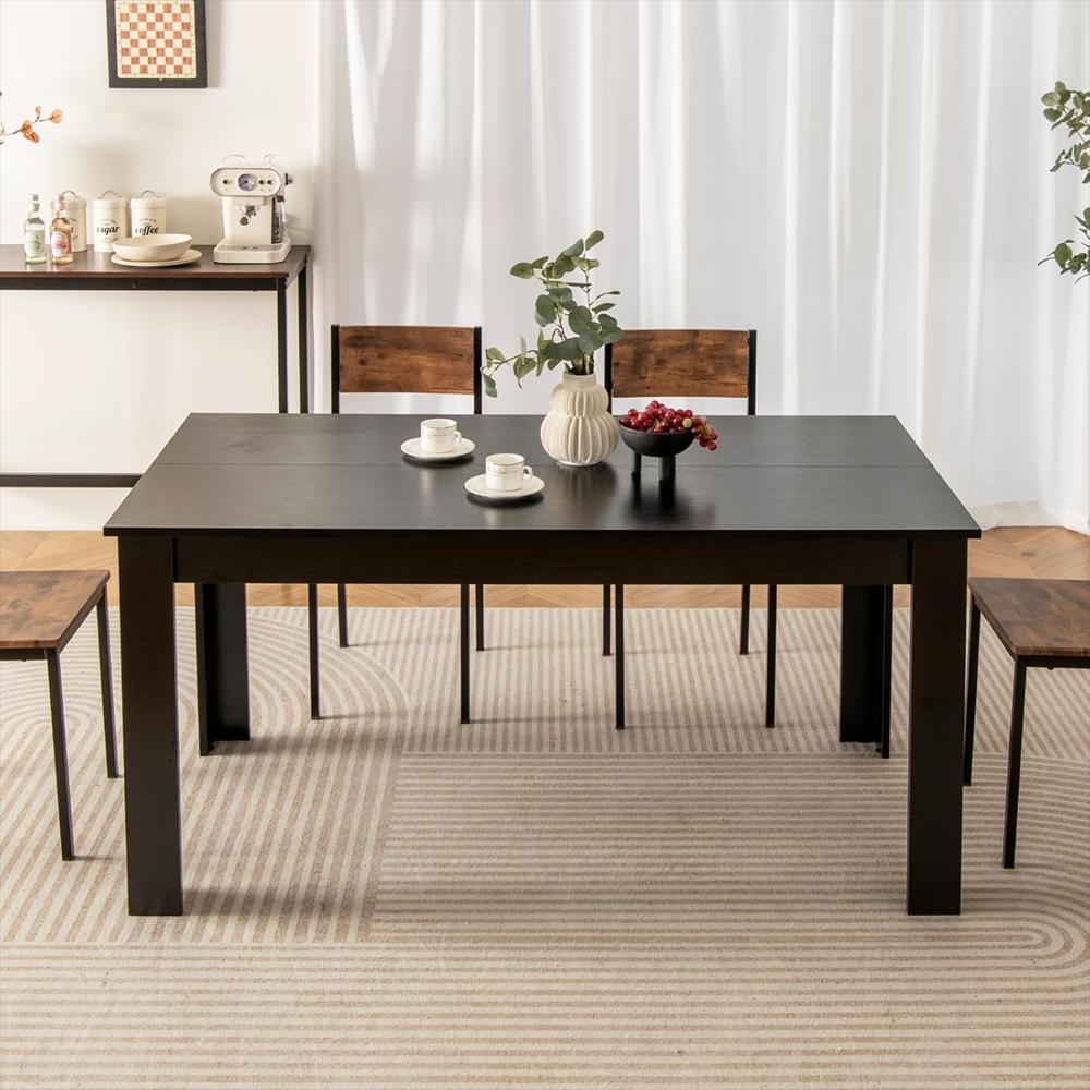 Mesa De Comedor Giantex Rectangular 160 Cm Madera Estable Para 6 Personas img #2
