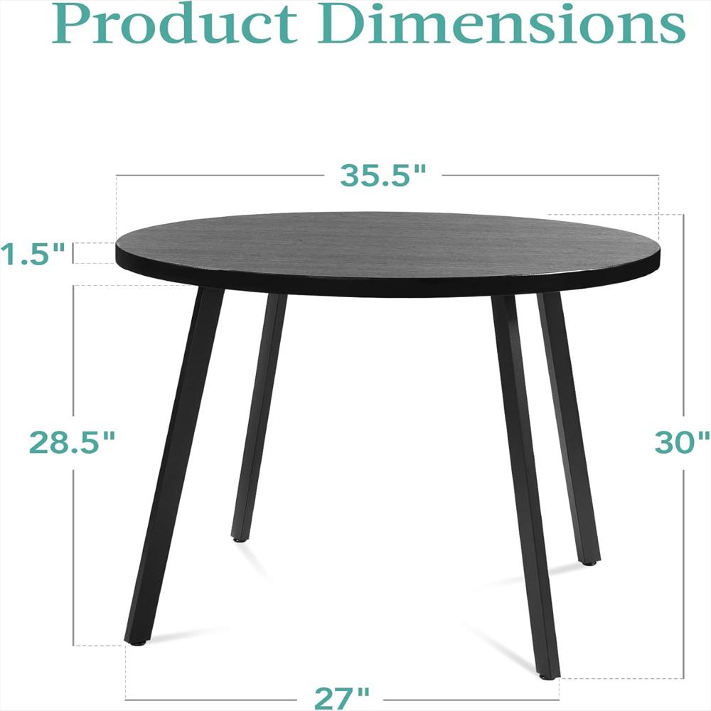Mesa Redonda Best Choice Products 90 Cm Estilo Moderno Ahorra Espacio Color Negro img #3