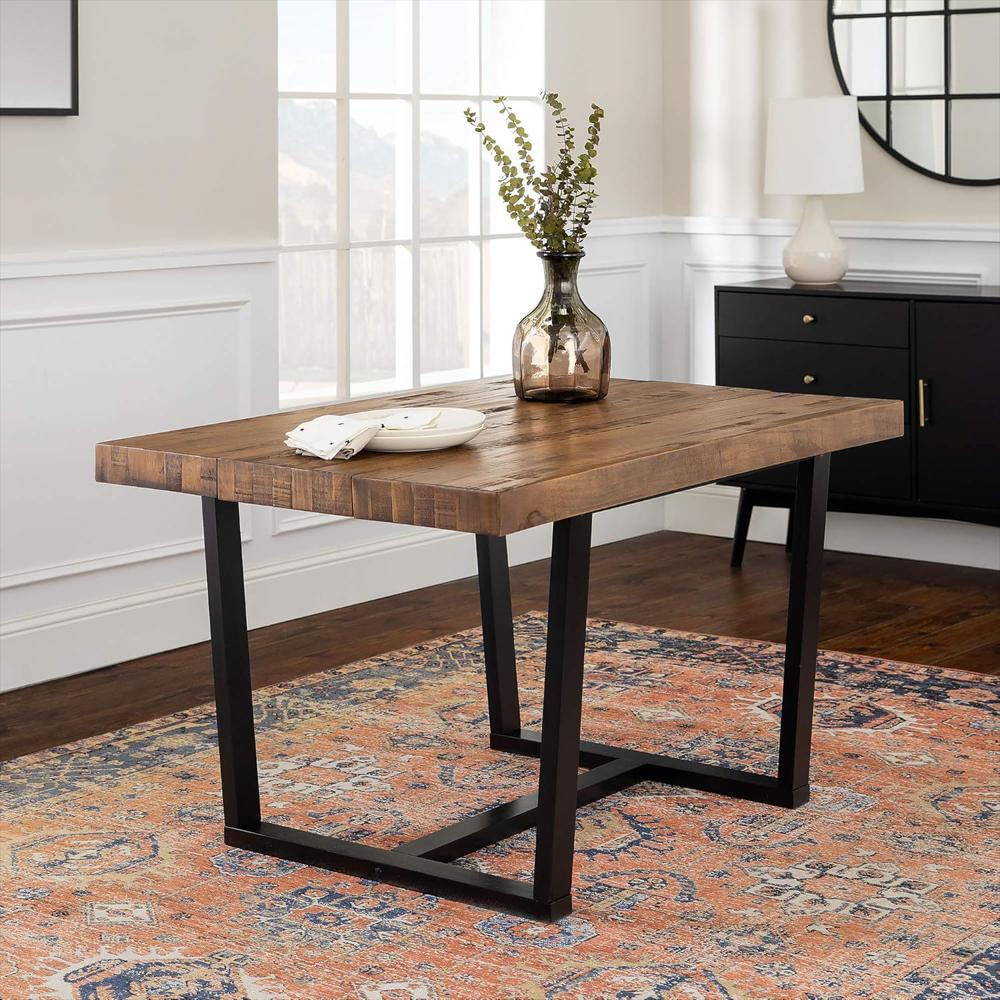 Mesa Comedor Walker Edison Rectangular Madera Desgastada Para 6 Personas Roble Rústico 132 Cm img #2