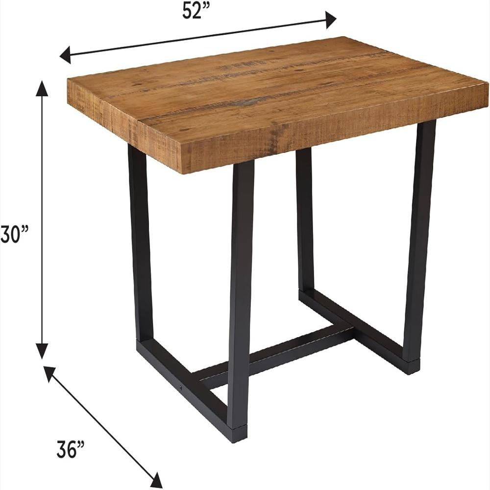 Mesa Comedor Walker Edison Rectangular Madera Desgastada Para 6 Personas Roble Rústico 132 Cm img #3