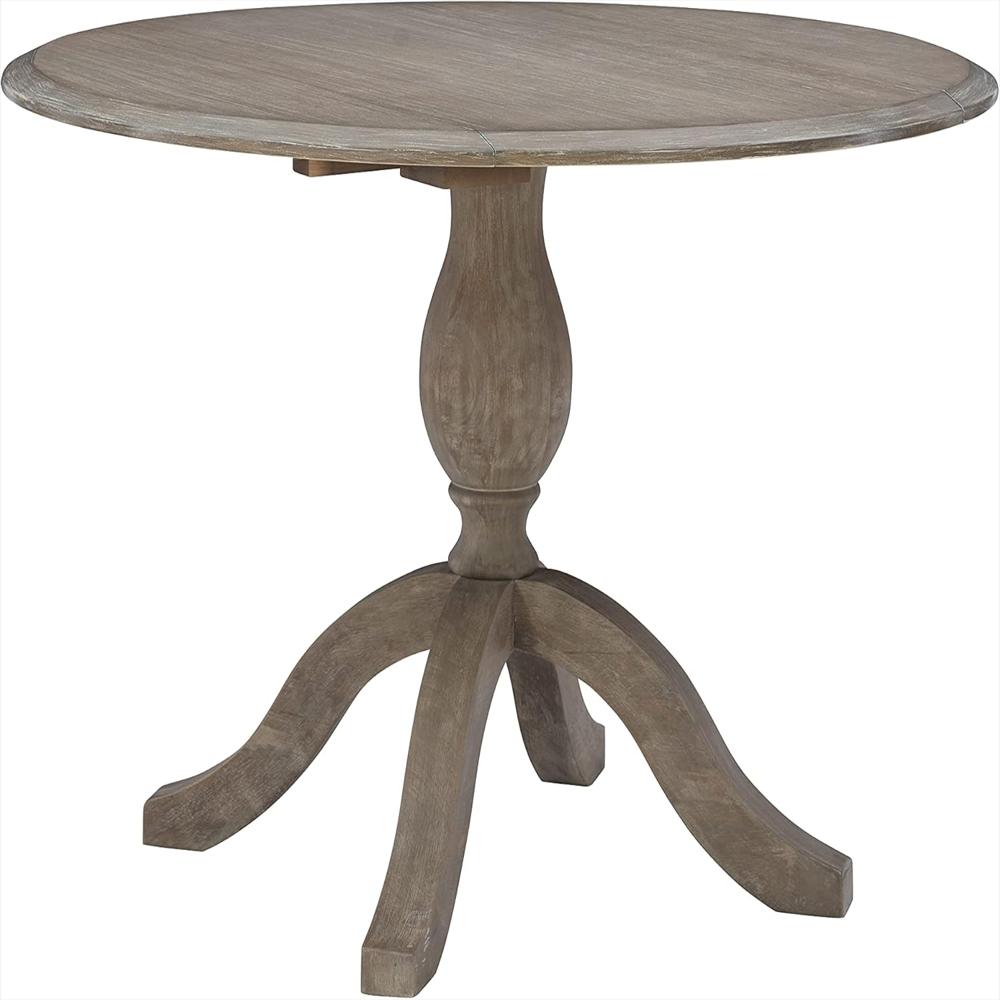 Mesa De Comedor Linon Rústica De Madera Maciza Con 2 Hojas De Caída 42 Pulgadas img #1