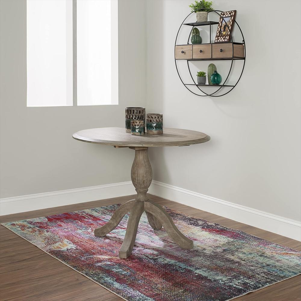 Mesa De Comedor Linon Rústica De Madera Maciza Con 2 Hojas De Caída 42 Pulgadas img #2