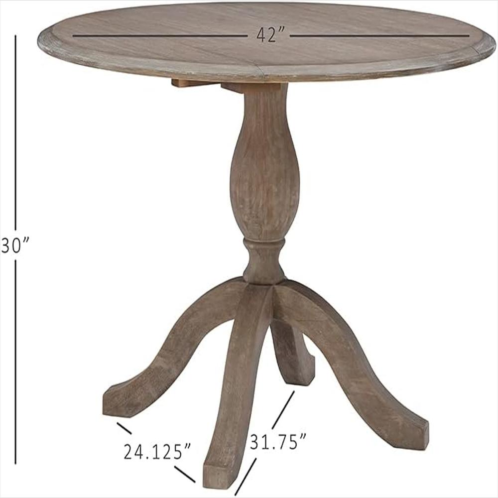 Mesa De Comedor Linon Rústica De Madera Maciza Con 2 Hojas De Caída 42 Pulgadas img #3