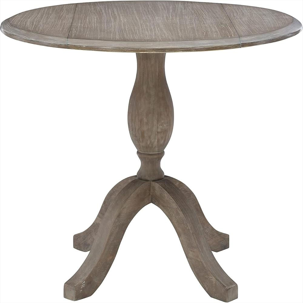 Mesa De Comedor Linon Rústica De Madera Maciza Con 2 Hojas De Caída 42 Pulgadas img #4