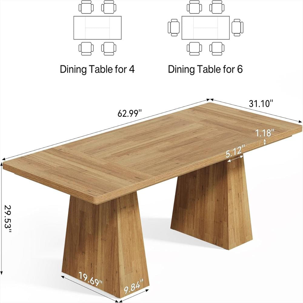 Mesa De Comedor Little Tree Rectangular Madera Para 6 Personas Color Marrón Claro img #2