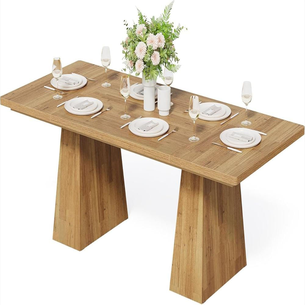 Mesa De Comedor Little Tree Rectangular Madera Para 6 Personas Color Marrón Claro img #3