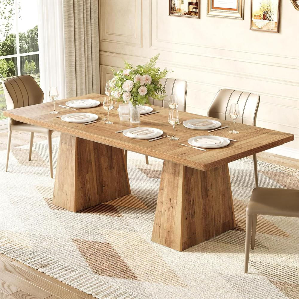 Mesa De Comedor Little Tree Rectangular Madera Para 6 Personas Color Marrón Claro img #5