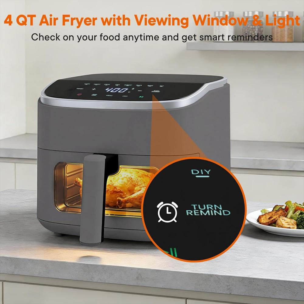 Freidora De Aire Olixis Digital 4 Cuartos Pantalla Táctil 1500 W Cesta Antiadherente Con Ventana Visible img #2