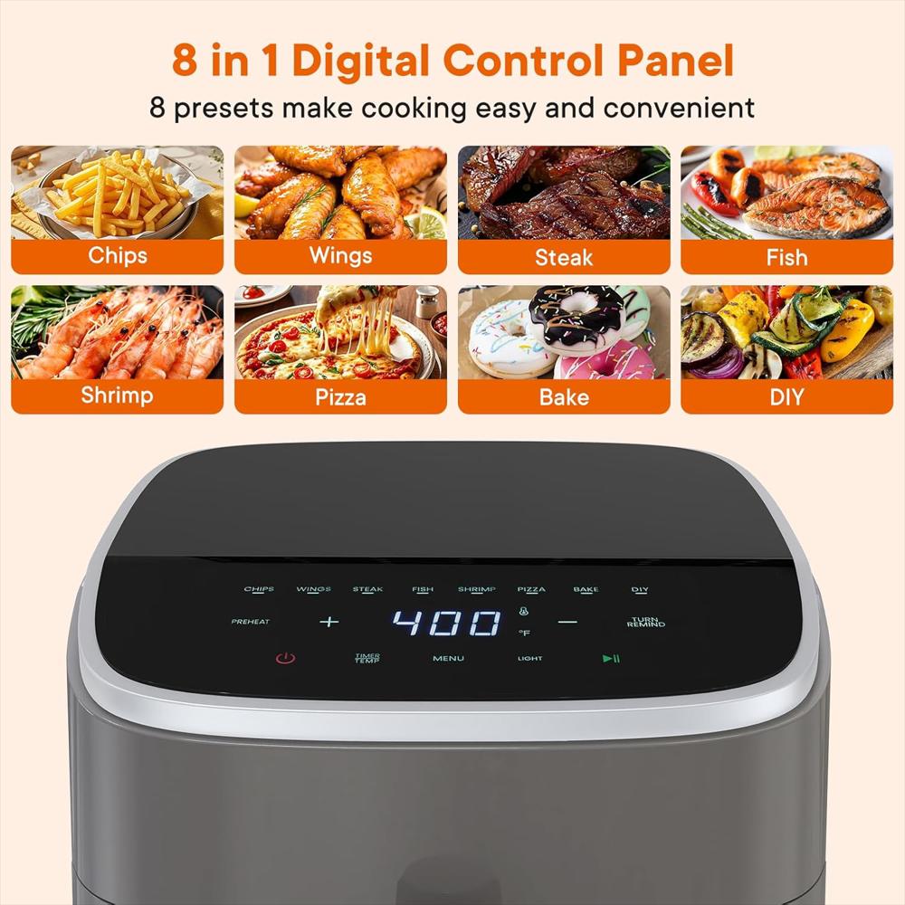 Freidora De Aire Olixis Digital 4 Cuartos Pantalla Táctil 1500 W Cesta Antiadherente Con Ventana Visible img #5