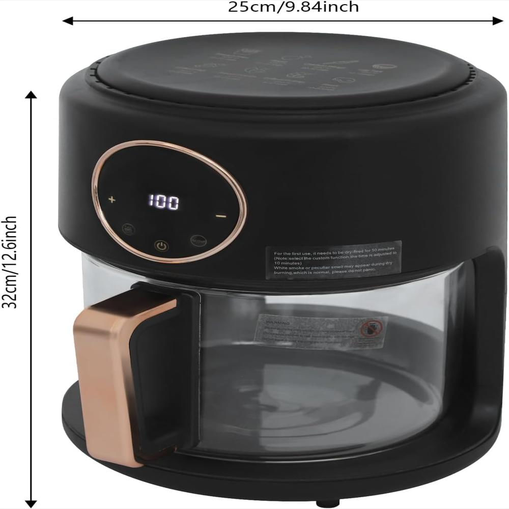 Freidora De Aire Ktyhnpm Vidrio 1200W 8 Modos De Cocción 32 Cm 360 Grados img #2
