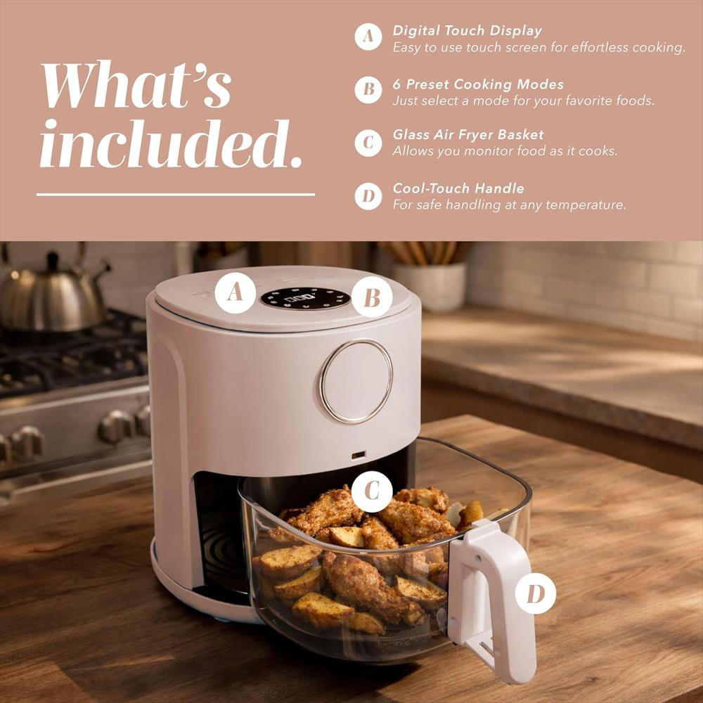 Freidora De Aire Cook With Color 4 Cuartos 1200W Cesta De Vidrio Temporizador 60 Minutos img #2