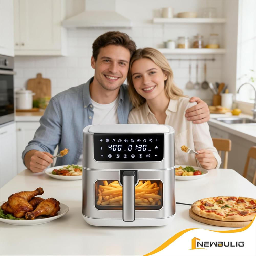 Freidora De Aire Newbulig 6.34 Litros Acero Inoxidable Pantalla Táctil 8 Preajustes img #2