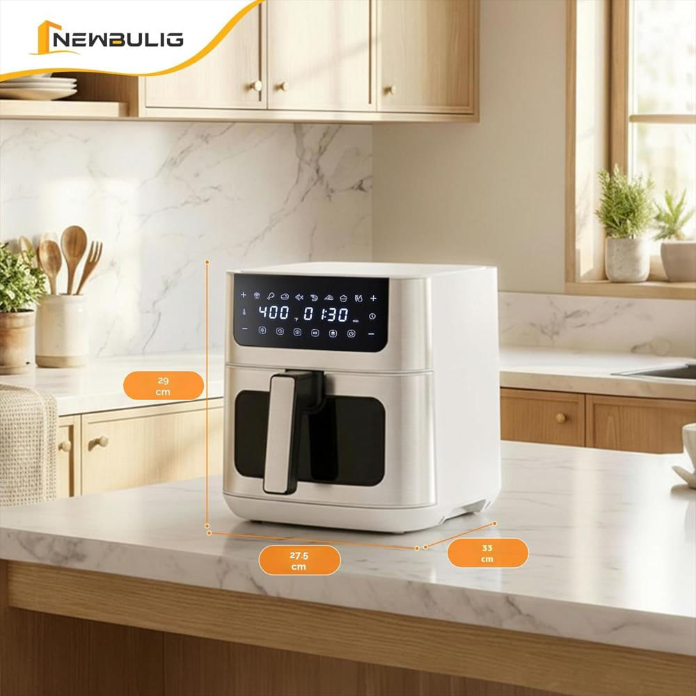 Freidora De Aire Newbulig 6.34 Litros Acero Inoxidable Pantalla Táctil 8 Preajustes img #4