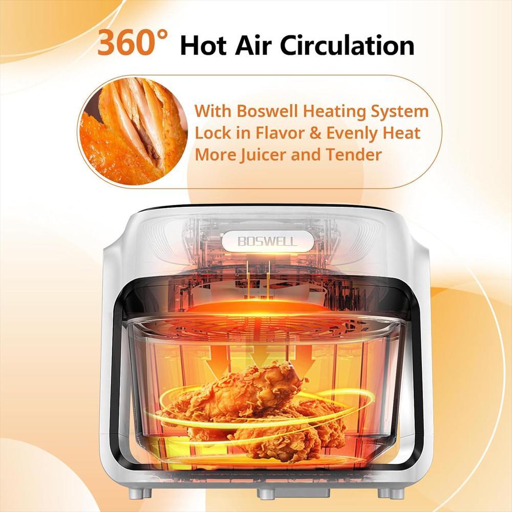 Freidora De Aire Boswell Vidrio 7.5 Qt Pantalla Táctil Temperatura 400 °F img #5
