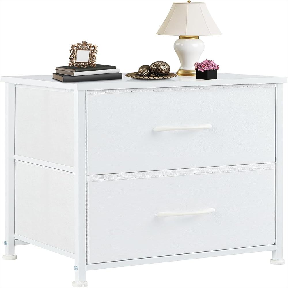 Mesita De Noche Dumos Compacta 2 Cajones Almacenamiento 50 Cm Color Gris img #1