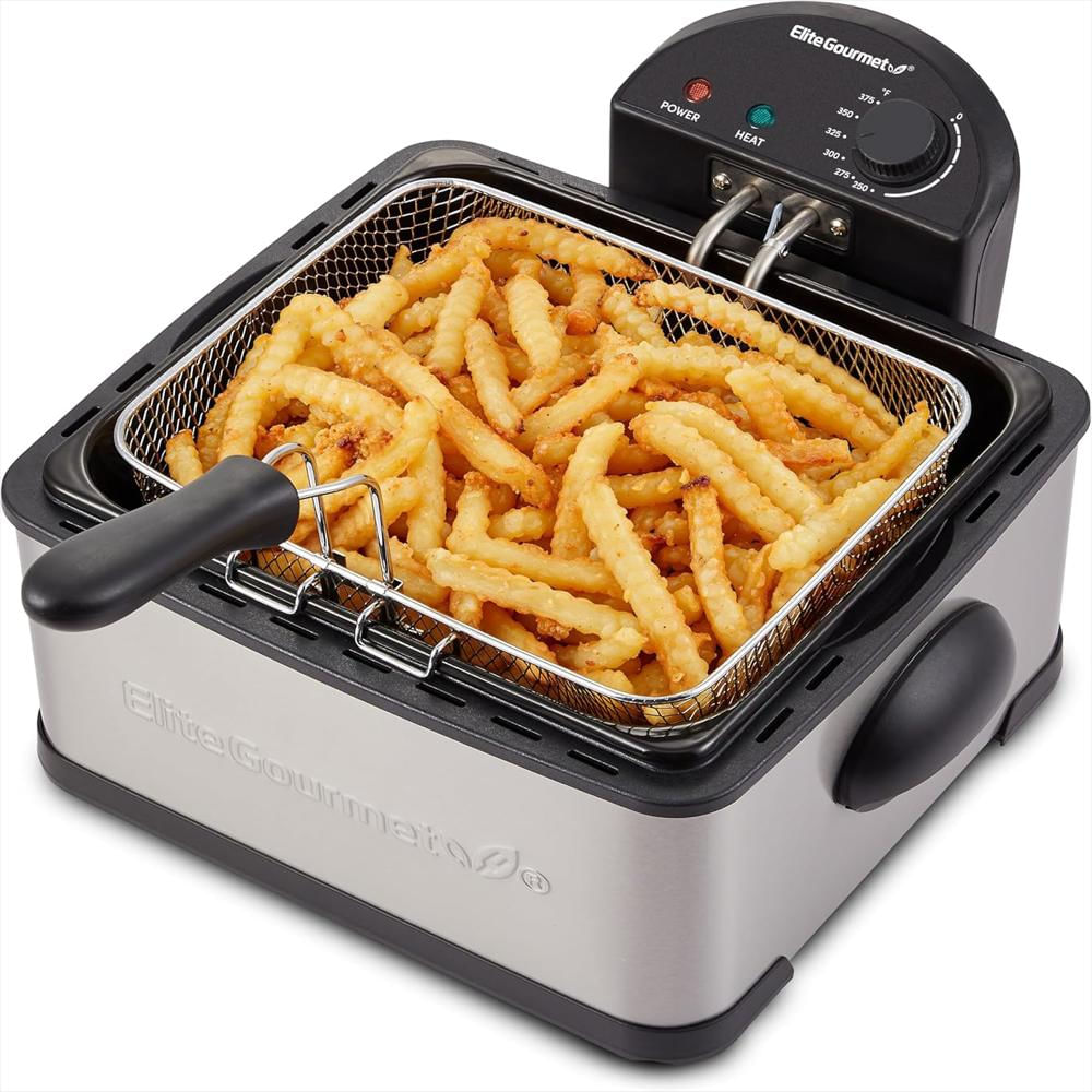 Freidora Elite Gourmet Eléctrica 4.2 Cuartos Acero Inoxidable 1700 Vatios Tapa Con Filtro Antiolor img #1