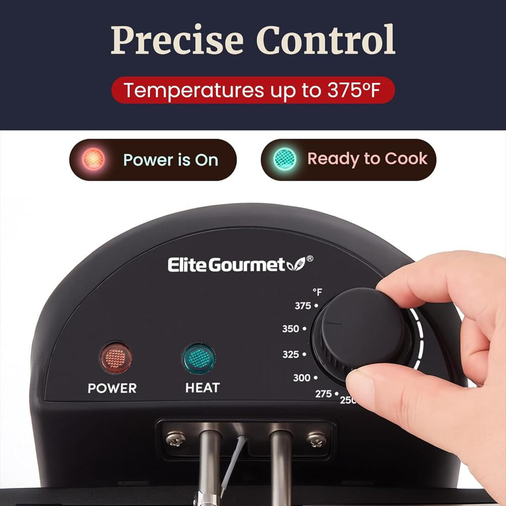 Freidora Elite Gourmet Eléctrica 4.2 Cuartos Acero Inoxidable 1700 Vatios Tapa Con Filtro Antiolor img #5