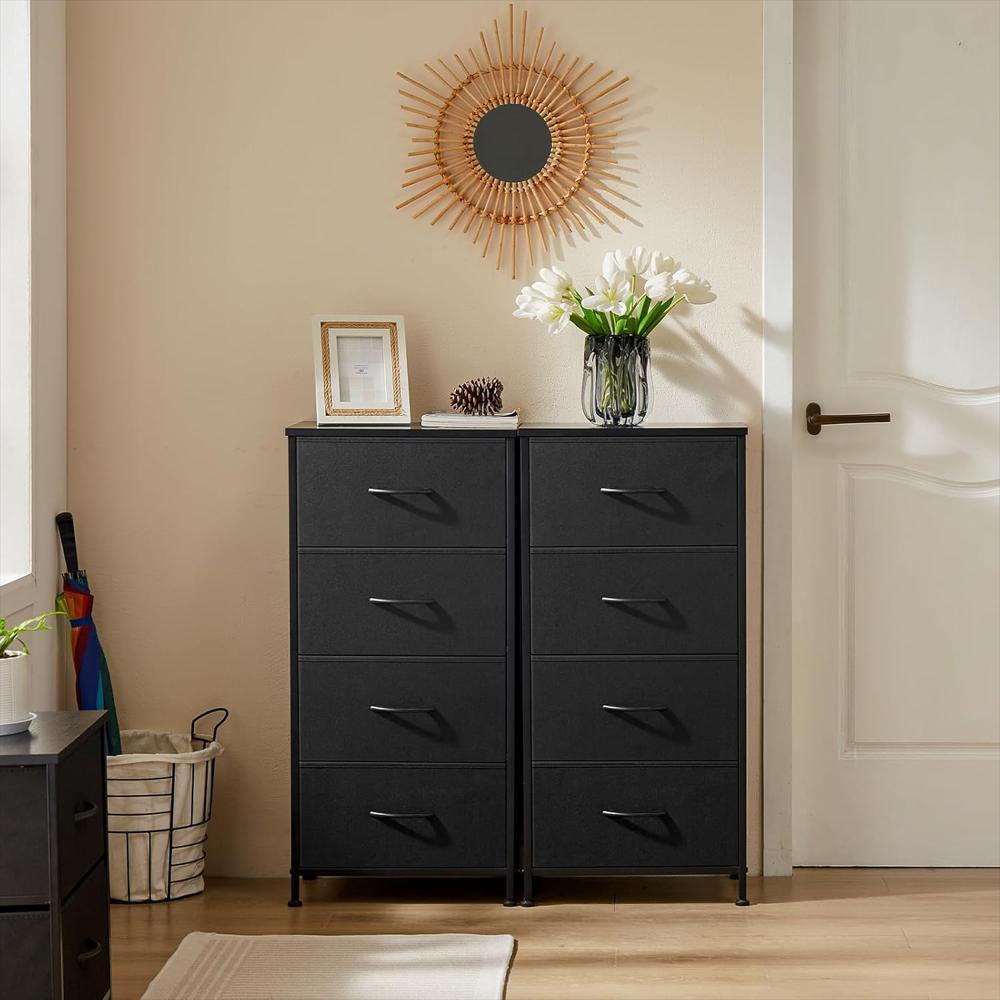 Mesita De Noche Dumos 4 Cajones Tela Extraíble Acero Y Madera Organizador Para Dormitorio img #2