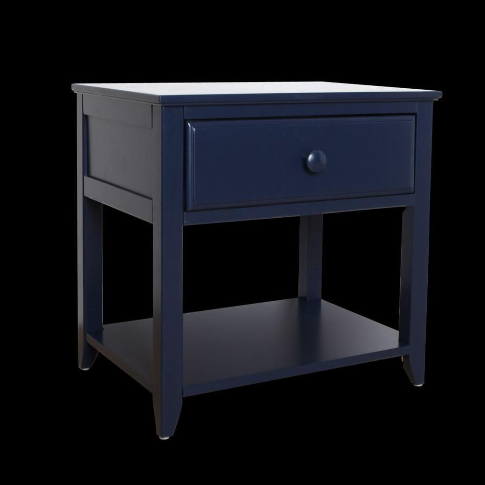 Mesita De Noche Maxwood Furniture Madera Pino Azul Cajón Y Estante 44 Cm img #5
