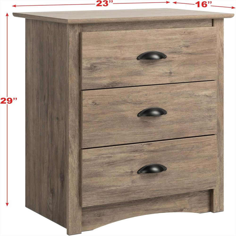 Mesita De Noche Prepac Laminado Gris Con Cajón Asas De Metal 29 Pulgadas img #3