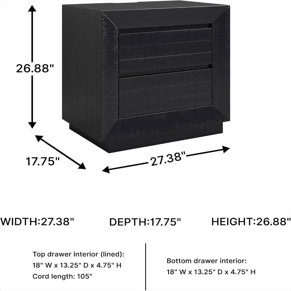 Mesita De Noche Ashley Furniture Pino Y Madera Ingenieria Con Puertos Usb Color Negro img #3