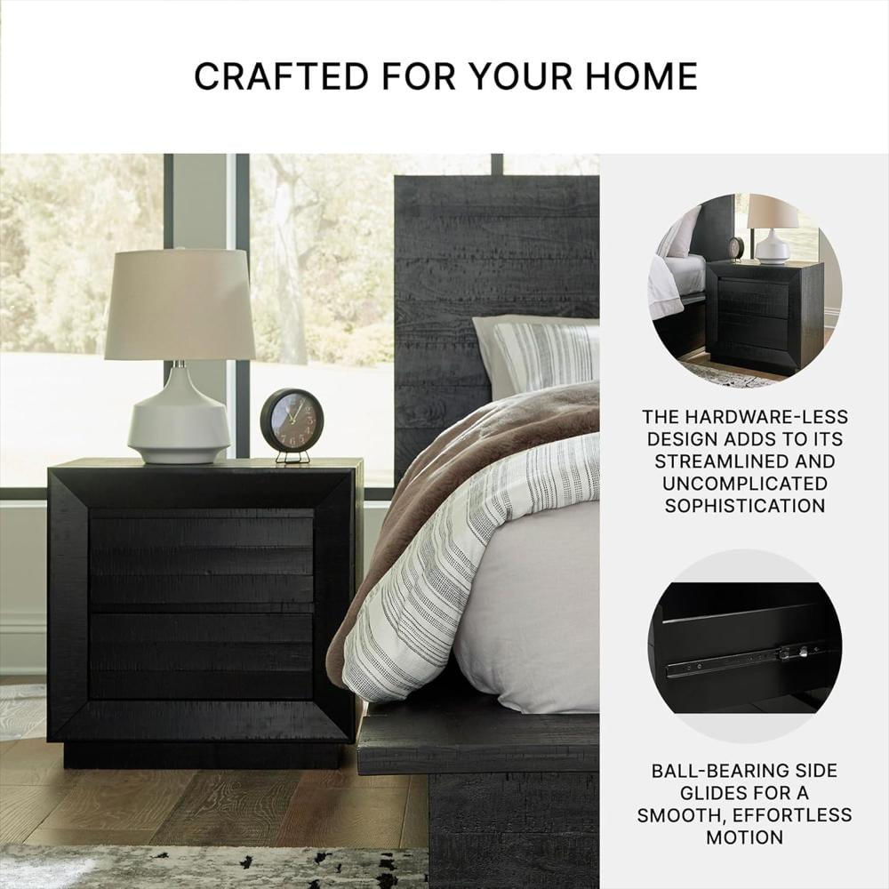 Mesita De Noche Ashley Furniture Pino Y Madera Ingenieria Con Puertos Usb Color Negro img #5