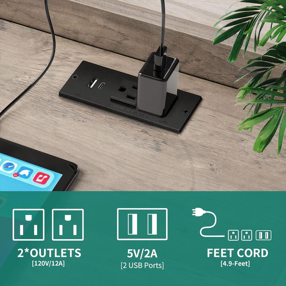 Mesita De Noche Yitahome Con Estación De Carga 2 Puertos Usb Color Gris Estilo Granja img #4