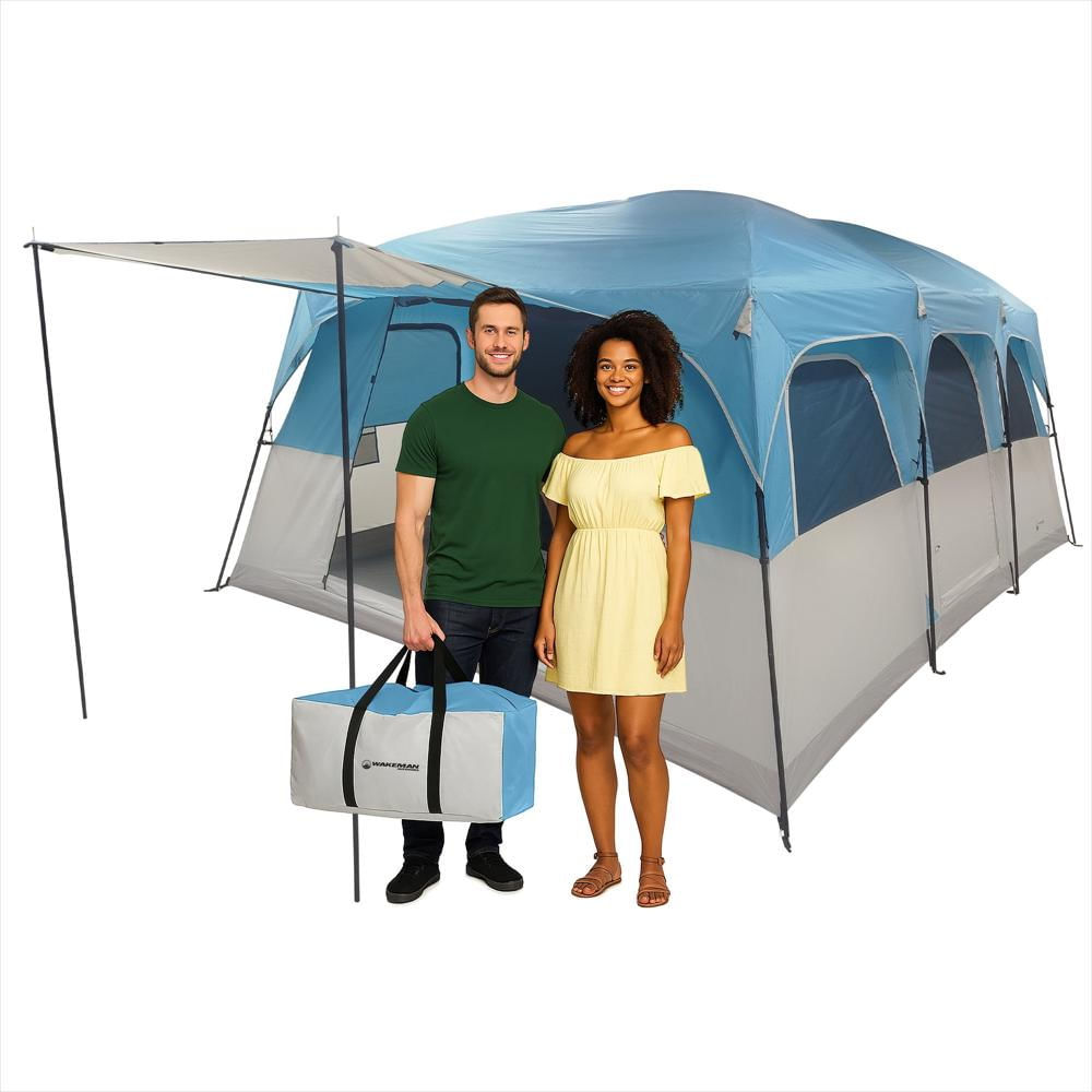 Carpa De Camping Wakeman Outdoors Para 12 Personas Con Divisores Azul img #1