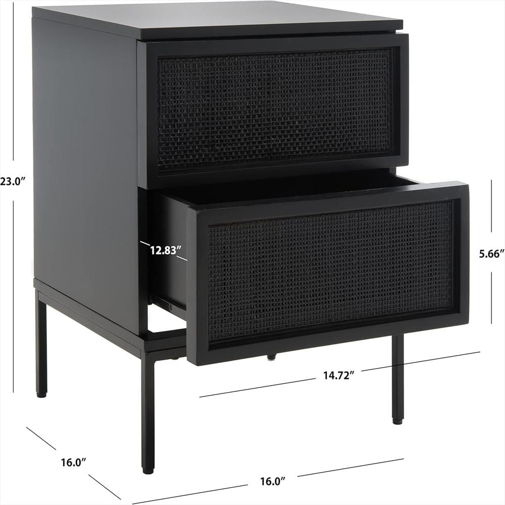 Mesa De Noche Safavieh Negra Dos Cajones 18 Pulgadas Estilo Chic img #3