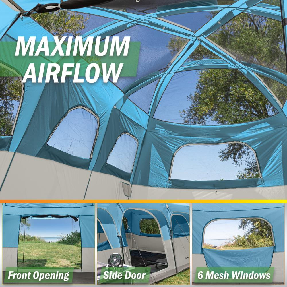 Carpa De Camping Wakeman Outdoors Para 12 Personas Con Divisores Azul img #3