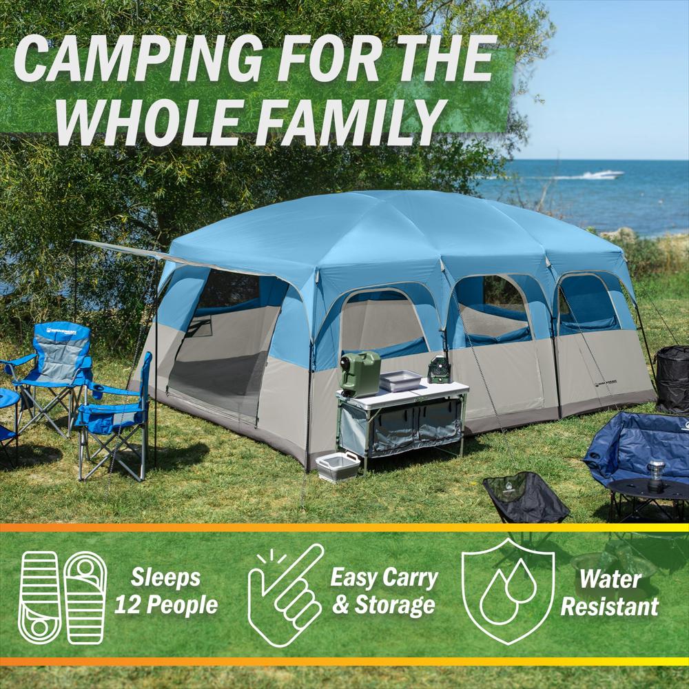 Carpa De Camping Wakeman Outdoors Para 12 Personas Con Divisores Azul img #4