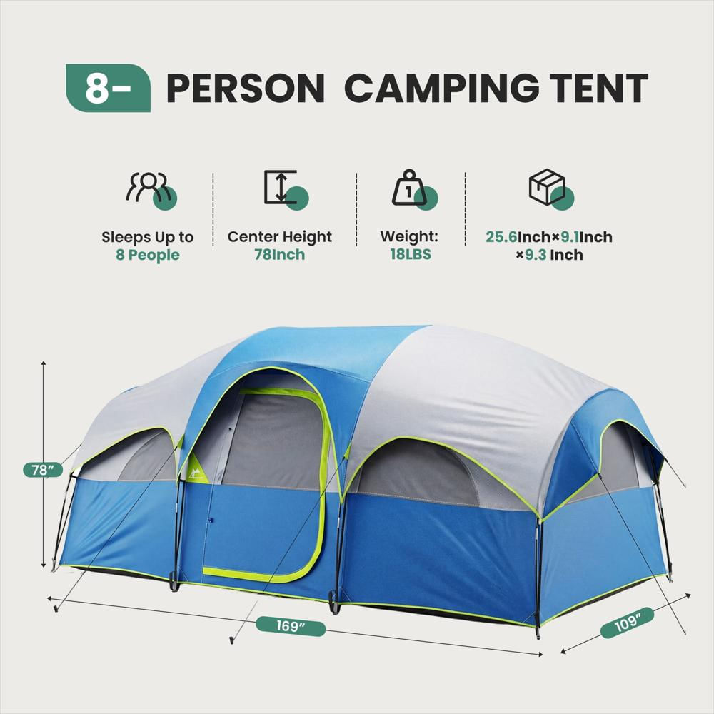 Carpa Camping Edx Para 8 Personas Con Divisor De Habitación img #2