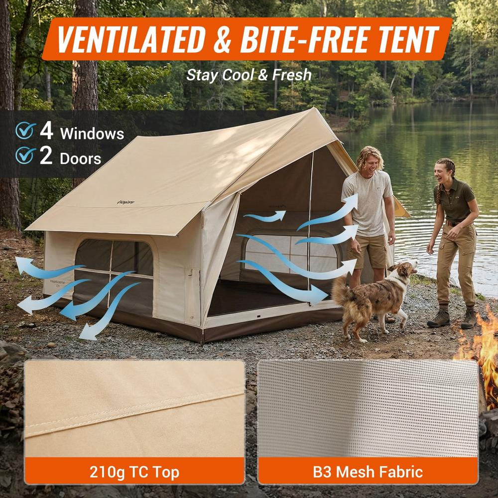Carpa Kingcamp Para 6 A 10 Personas Con Tragaluz Y Entrada Para Estufa img #4
