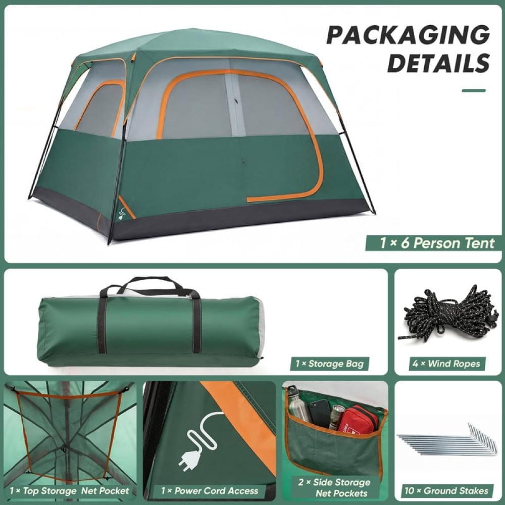 Carpa De Camping Gianna Para 6 Personas Impermeable Verde img #2