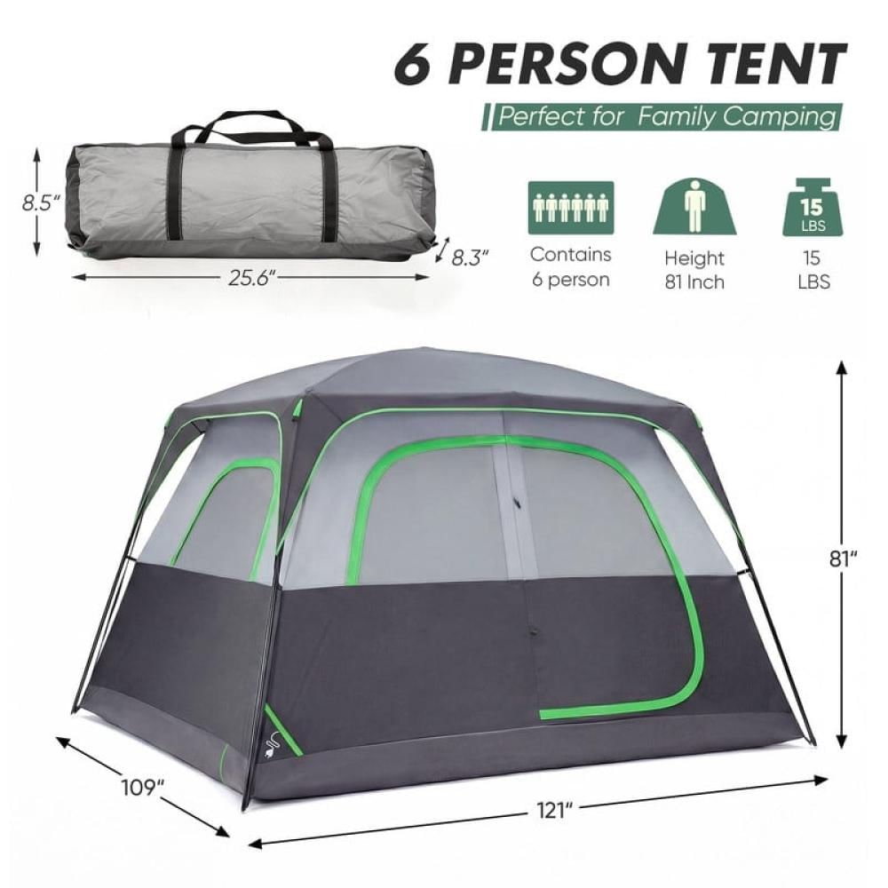 Carpa De Camping Gianna Para 6 Personas Impermeable Gris img #4