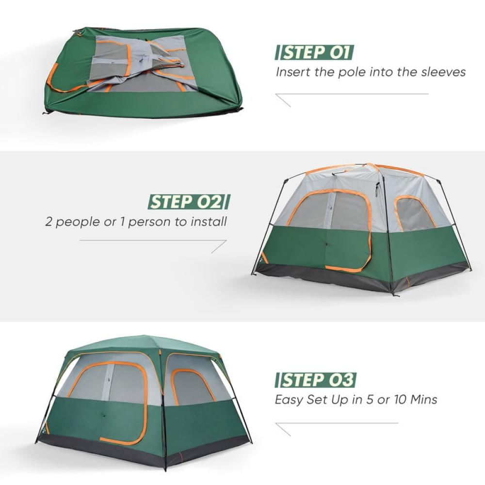 Carpa De Camping Gianna Para 6 Personas Impermeable Verde img #4