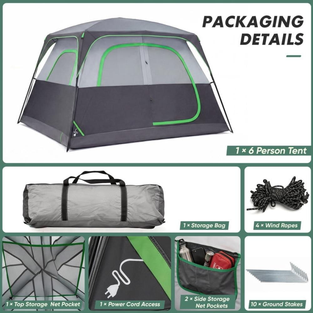 Carpa De Camping Gianna Para 6 Personas Impermeable Gris img #5