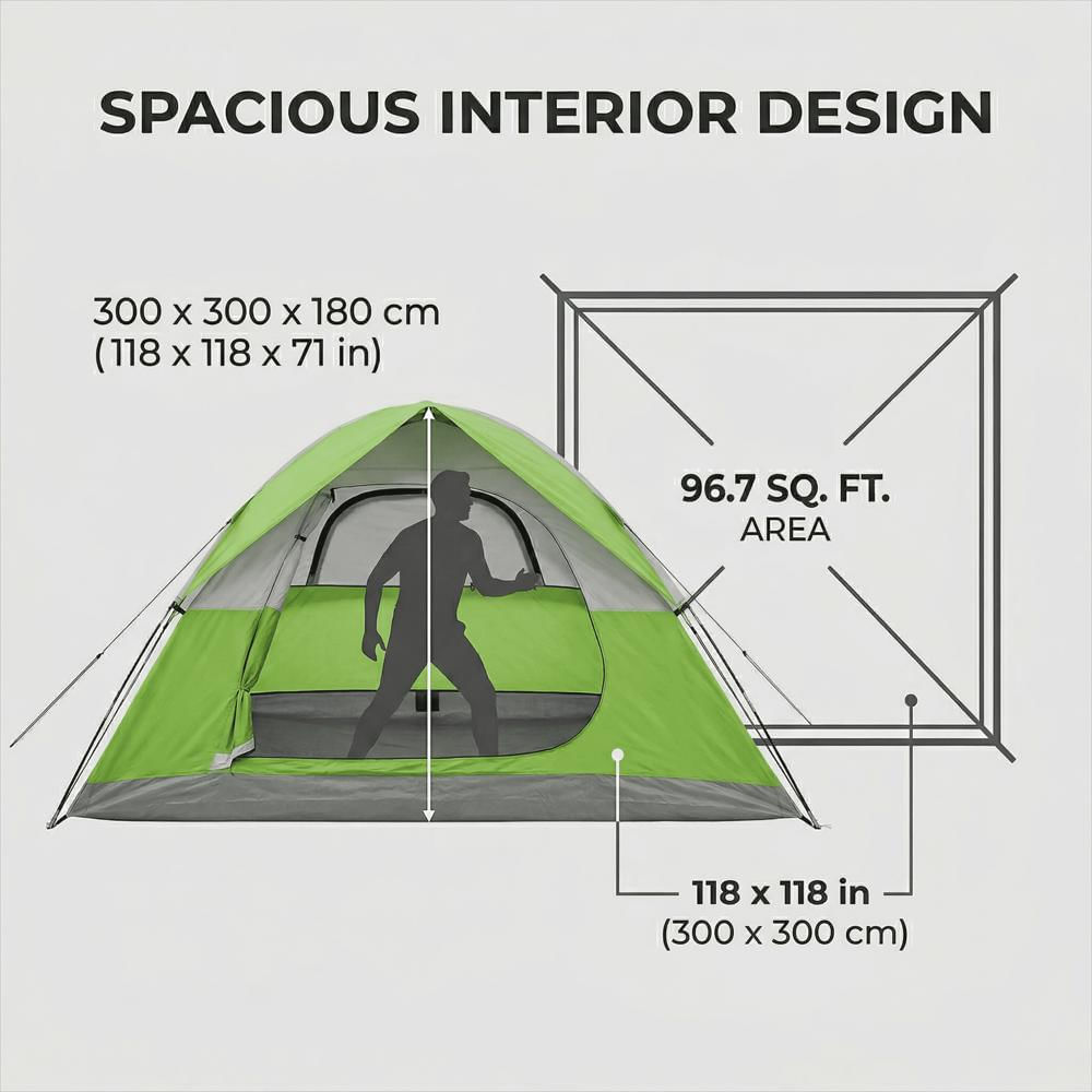 Carpa De Camping Genérica Para 6 Personas Con Sobrecarpa Verde img #4