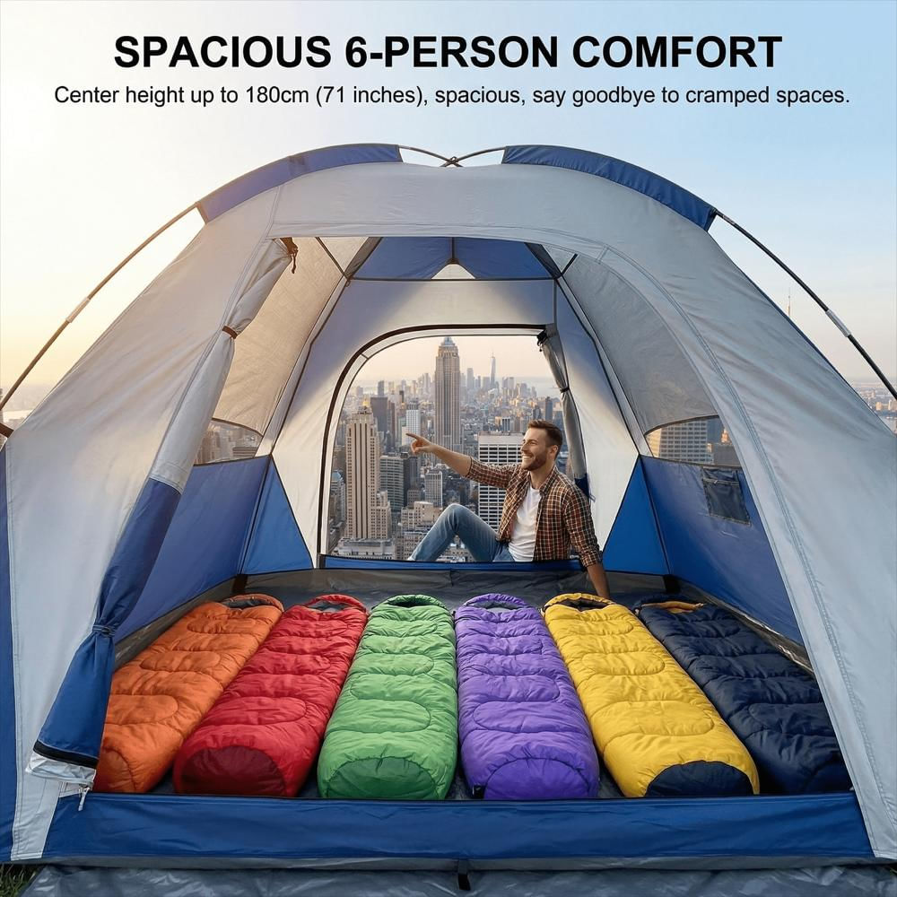 Carpa De Camping Xl Para 6 Personas Con Toldo Impermeable img #4