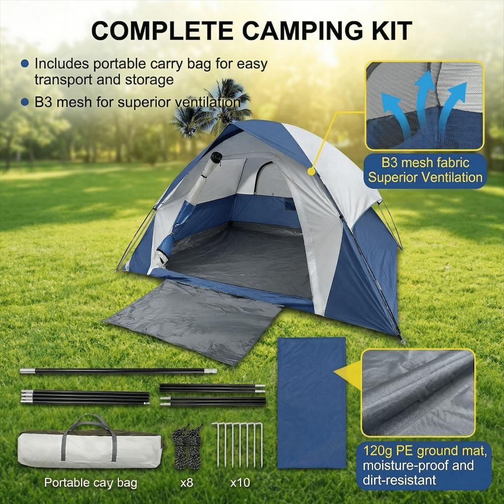 Carpa De Camping Xl Para 6 Personas Con Toldo Impermeable img #5