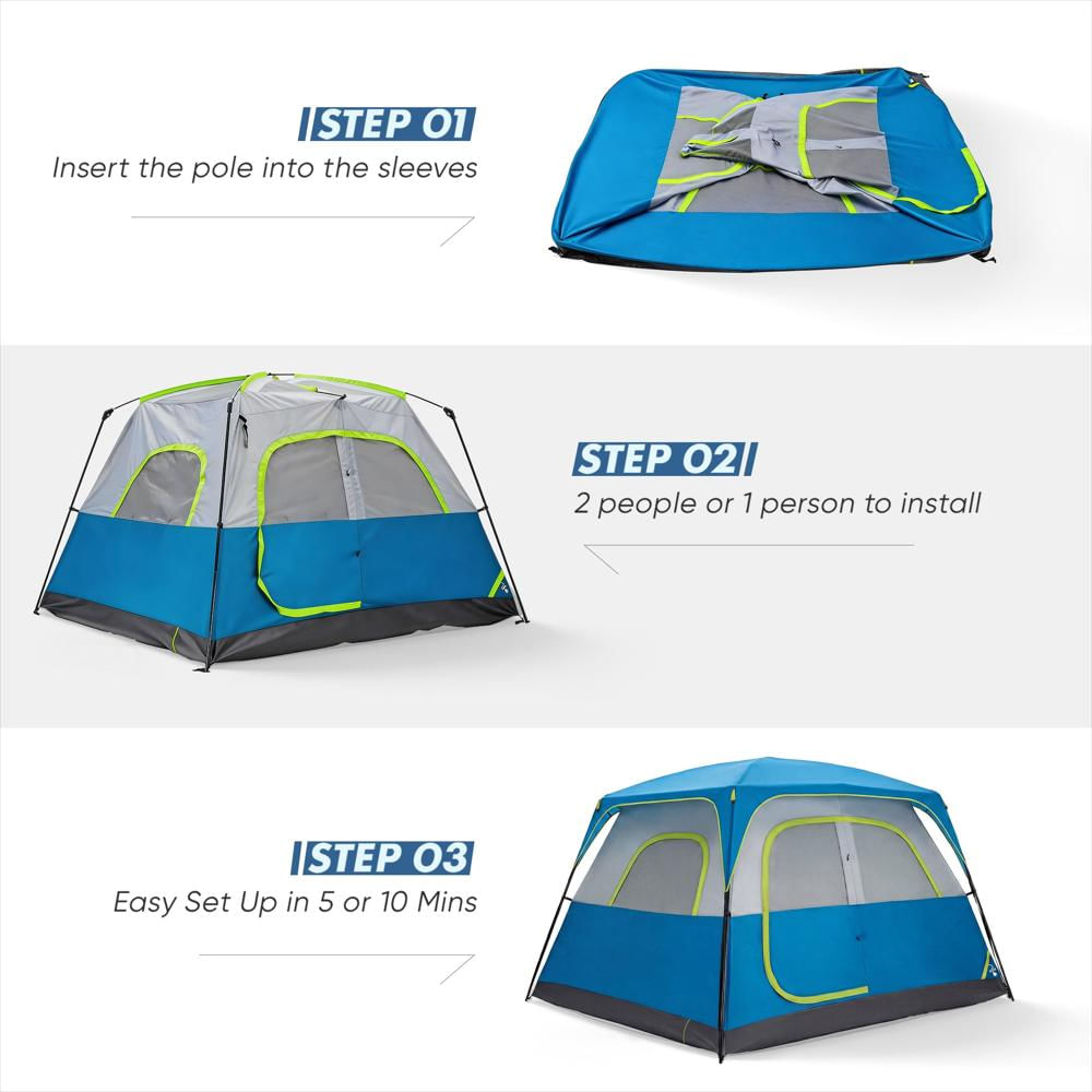 Carpa De Camping Edx Para 6 Personas Impermeable Azul img #3