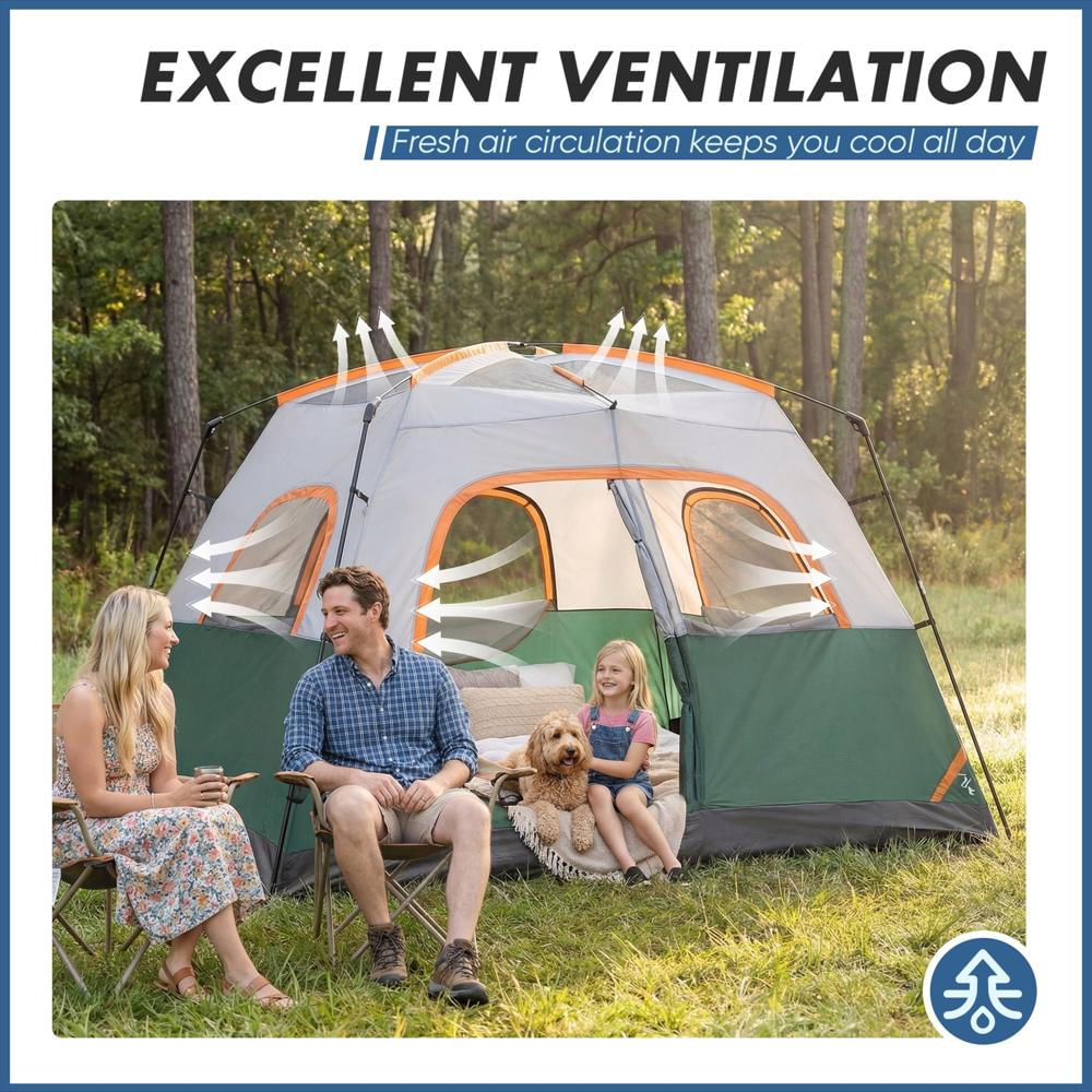 Carpa De Camping Edx Para 6 Personas Impermeable Verde img #4