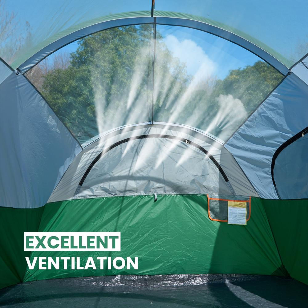 Carpa De Camping Edx Para 8 Personas Impermeable Con Divisor Verde img #2