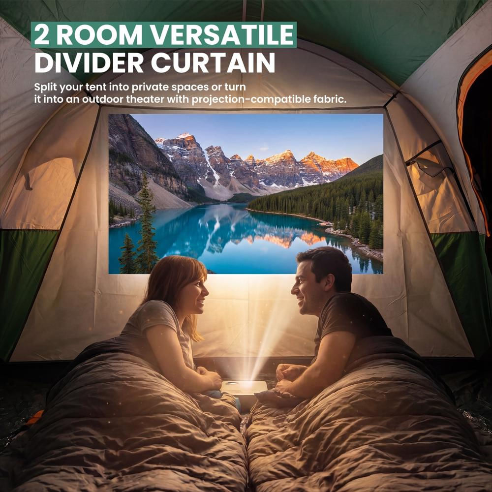 Carpa De Camping Edx Para 8 Personas Impermeable Con Divisor Verde img #4