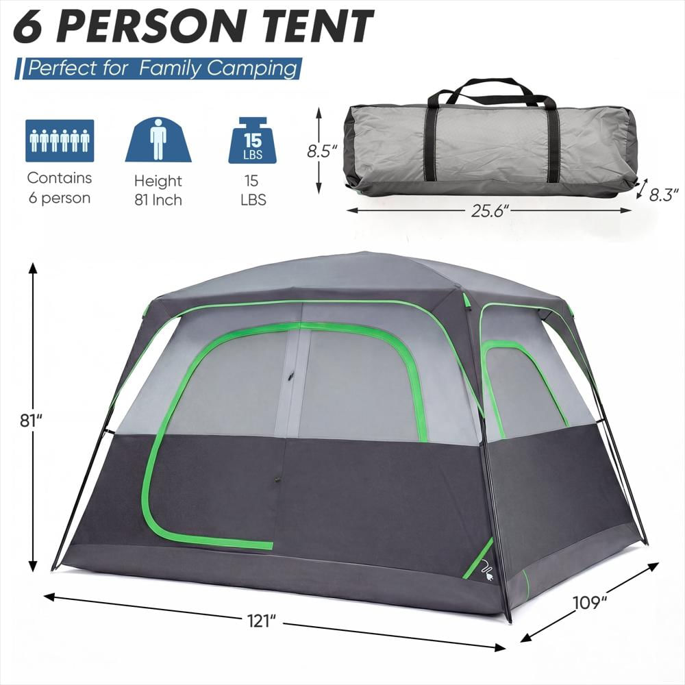 Carpa De Camping Edx Para 6 Personas Con Gran Interior Gris img #4