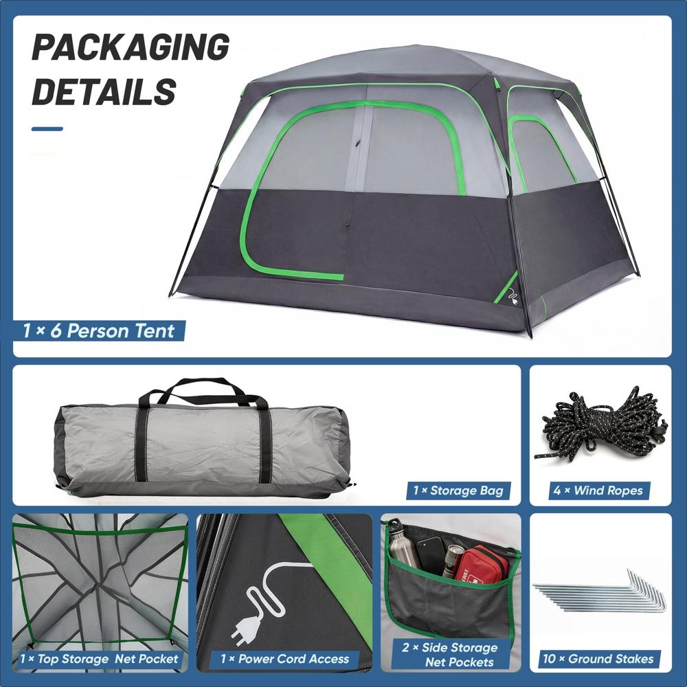 Carpa De Camping Edx Para 6 Personas Con Gran Interior Gris img #5
