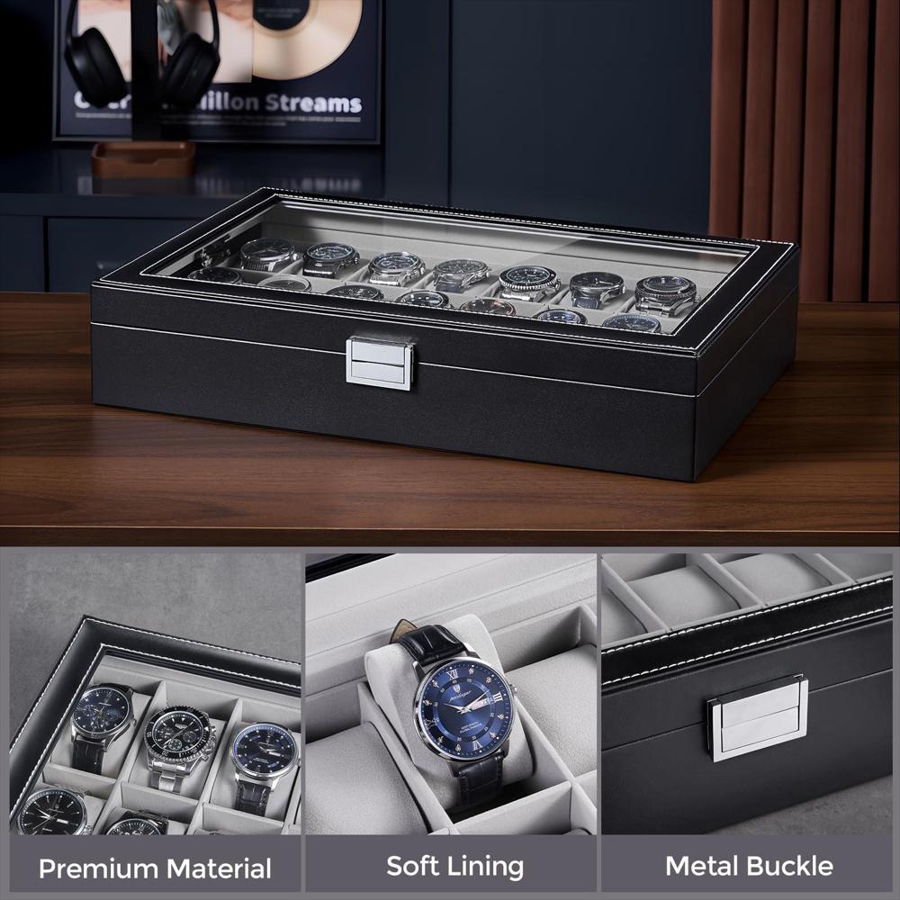 Caja Organizadora Procase Para 24 Relojes Con Tapa De Vidrio img #5